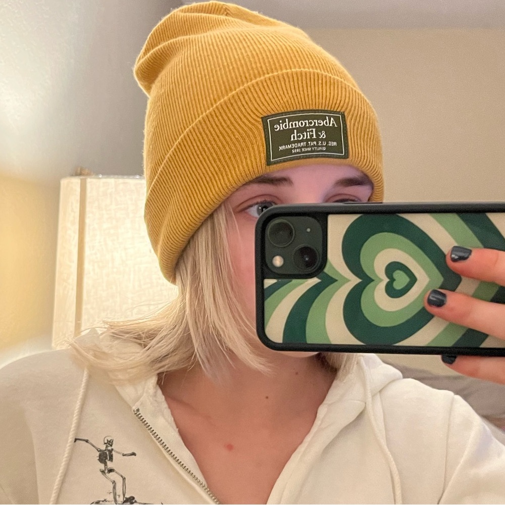 abercrombie and fitch yellow and green beanie